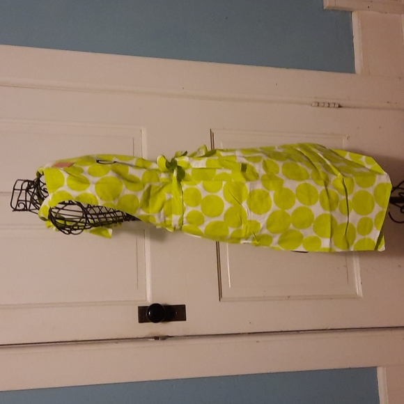 Embroidered Cotton Lime Green Polk-A-Dot Chef Kitchen Apron Baker Cook Gift - Picture 3 of 6